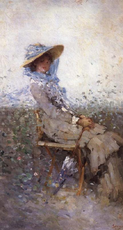Nicolae Grigorescu Woman in the Garden oil painting image